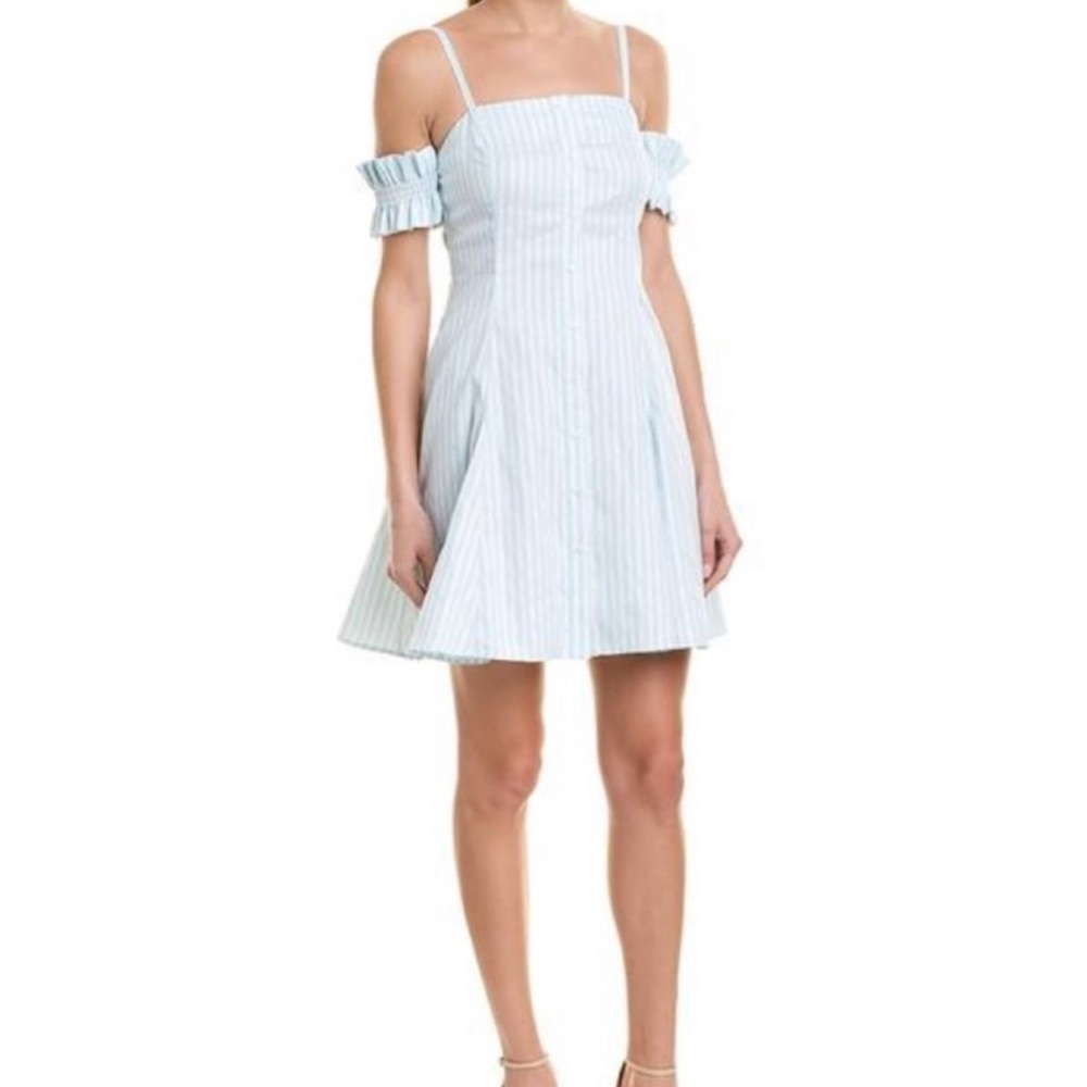 Petersyn sz XS smocked blue and white stripe dress